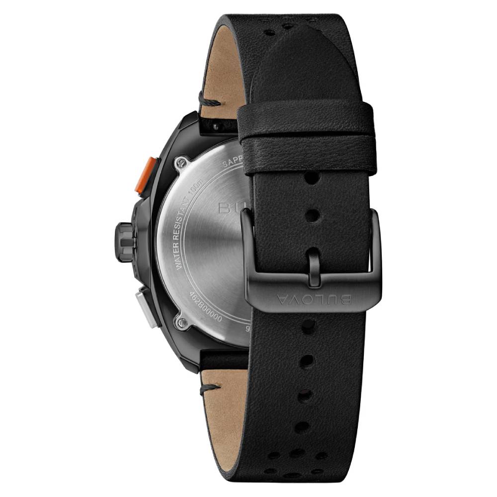 Bulova Racer Chronograph Black Dial Leather Strap Men's Watch (98B428)