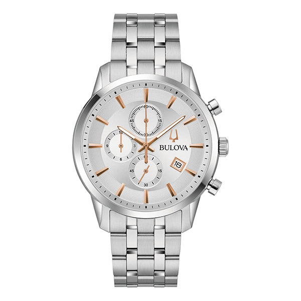 Bulova Silver Dial Classic Chronograph Stainless Steel Men’s Watch (96B411)