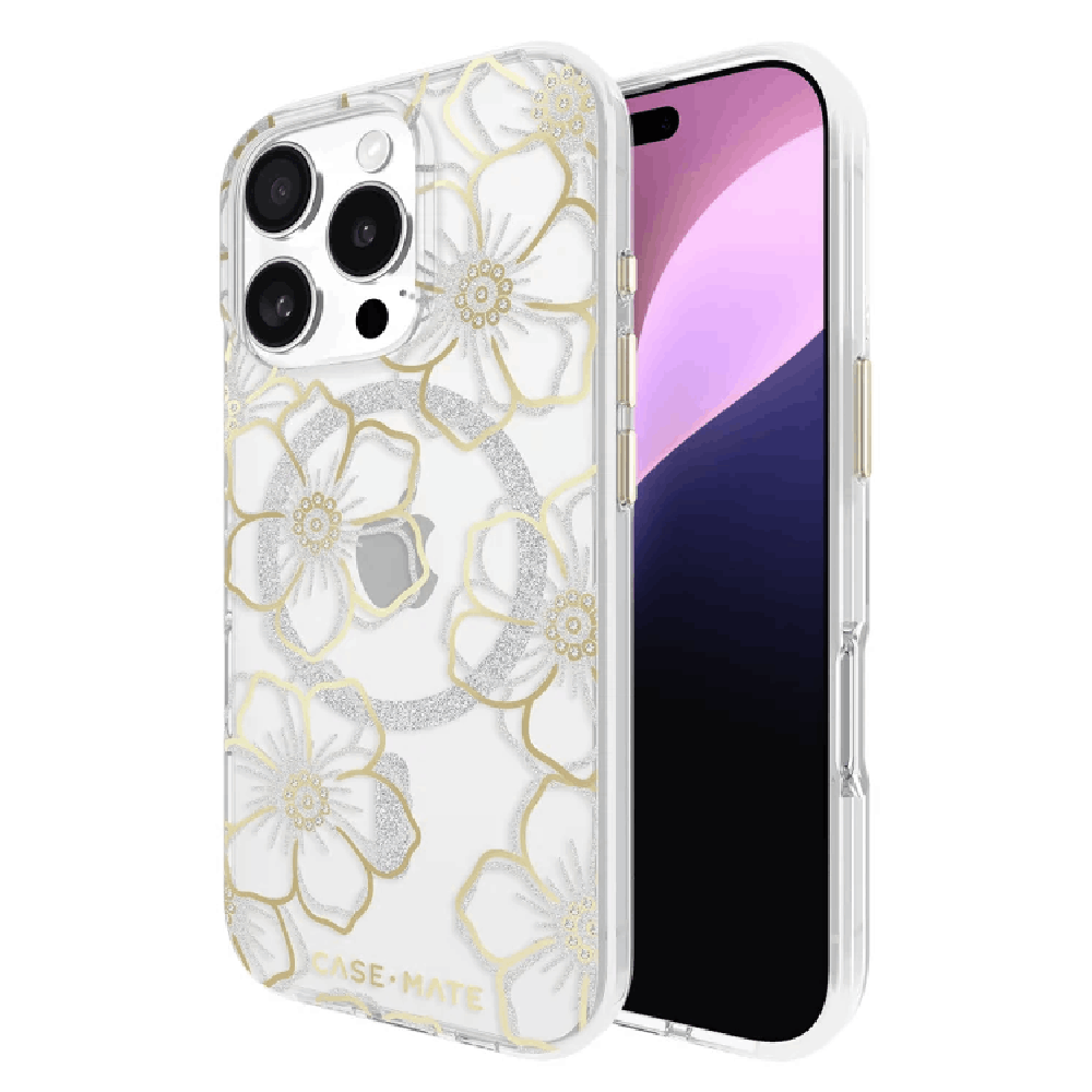 Case-Mate Floral Gems MagSafe Case (Suits iPhone 16 Pro) - Gold