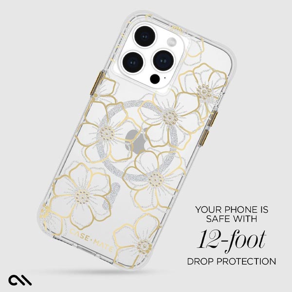 Case-Mate Floral Gems MagSafe Case (Suits iPhone 15 Pro Max) - Gold