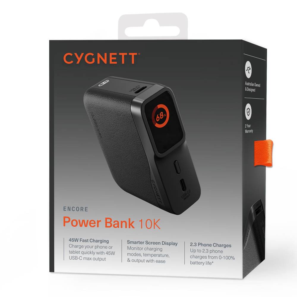Cygnett Encore 10K Power Bank (45W) - Graphite