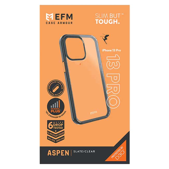EFM Aspen Armour with D3O 5G Signal Plus Case (Suits iPhone 13 Pro) - Slate Grey