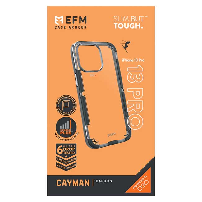 EFM Cayman Armour with D3O 5G Signal Plus Case (Suits iPhone 13 Pro) - Carbon