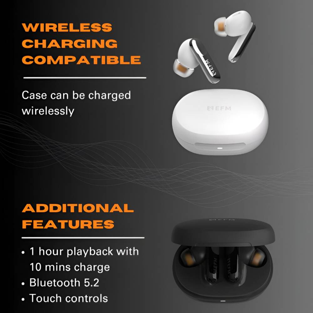EFM Chicago TWS Earbuds With Advanced Active Noise Cancelling (White)
