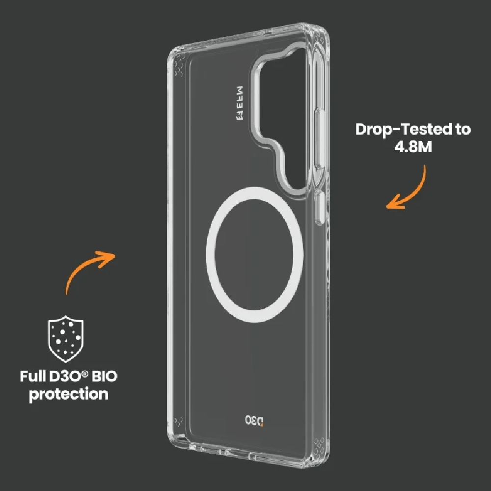 EFM Volta with D3O BIO Magnets Case (Suits Galaxy S25 Ultra) - Clear
