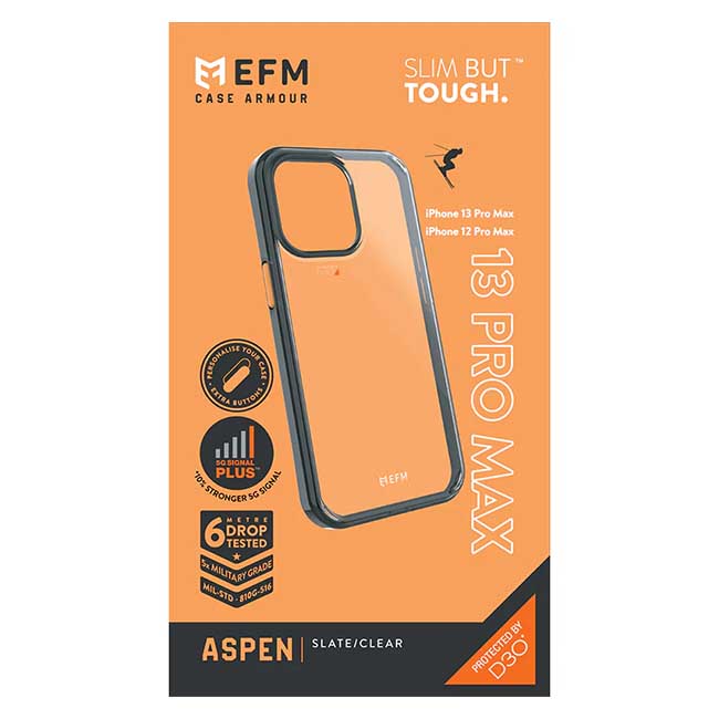 EFM Aspen Armour with D3O 5G Signal Plus Case (Suits iPhone 13 Pro Max) - Slate Grey
