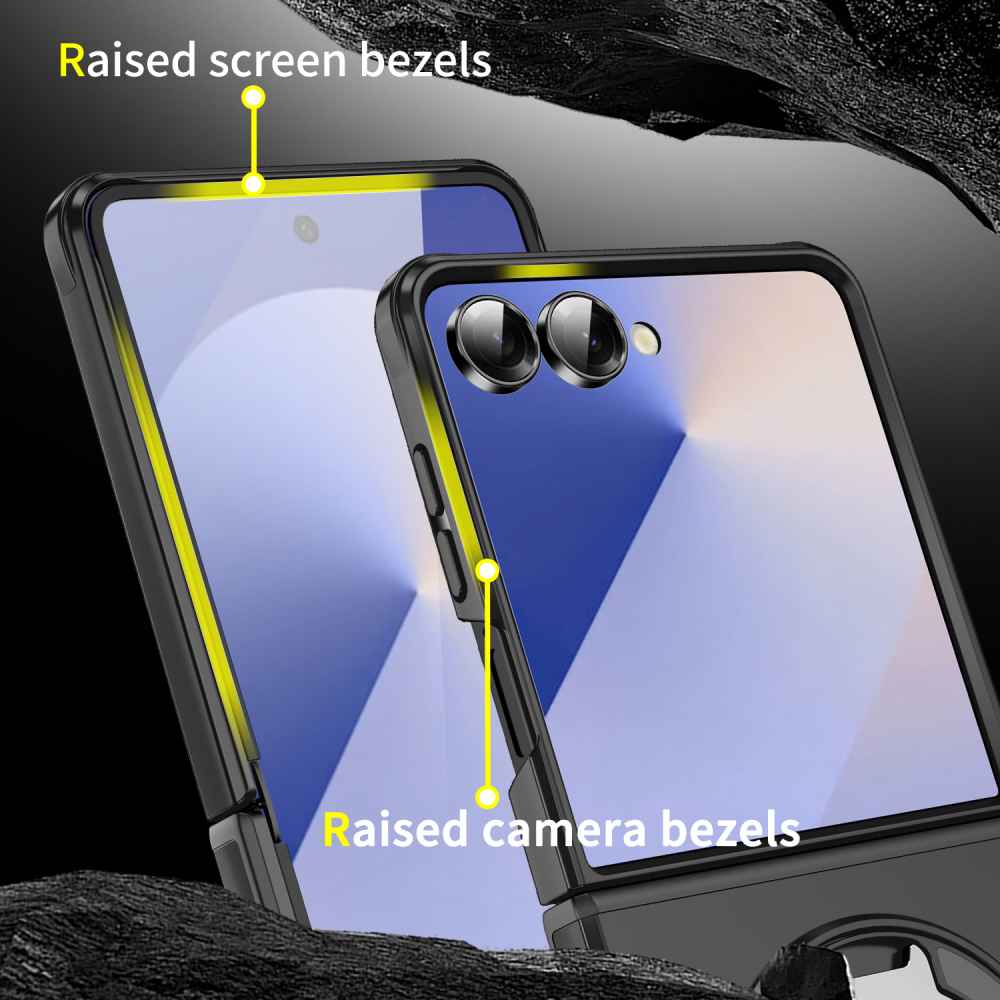 Soka Smooth Armor with Stand Case (Suits Galaxy Z Flip 7) - Black