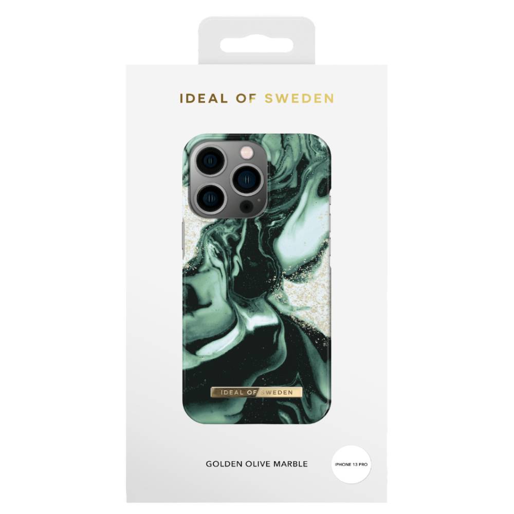 Ideal Of Sweden Fashion Case (Suits iPhone 13 Pro) - Golden Olive Marble