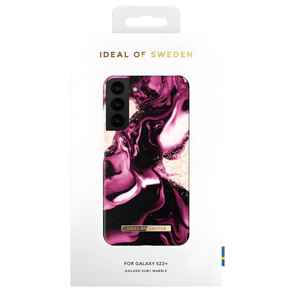 Ideal Of Sweden Fashion Case (Suits Galaxy S22 Plus) - Golden Ruby Marble