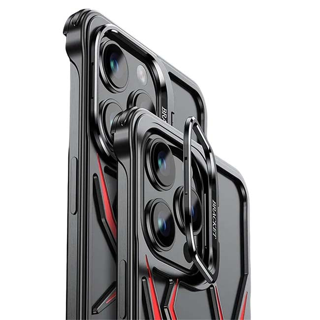 Pop Phones Metal Spider Hollow Case (Suits iPhone 15 Pro) - Black/Red