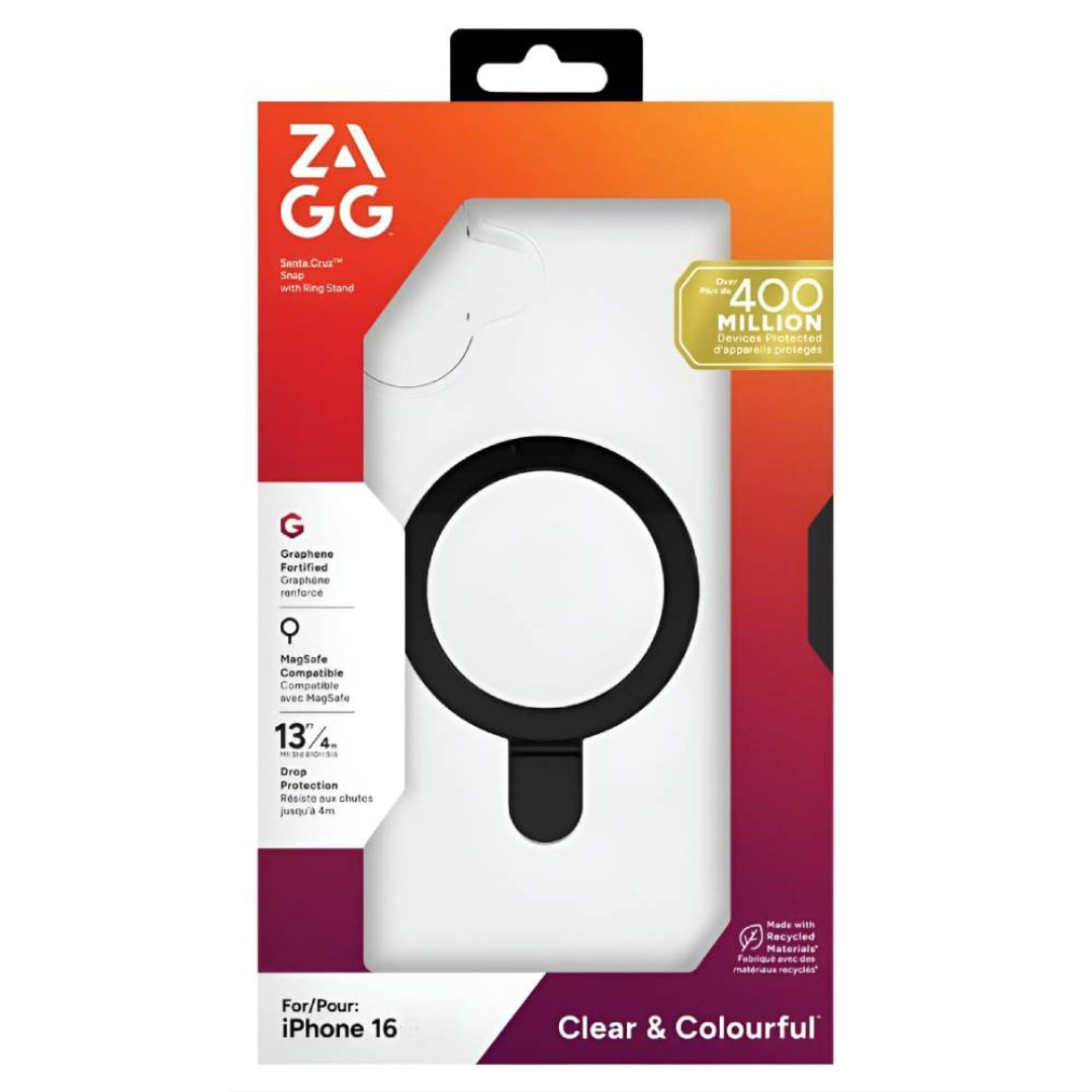 ZAGG Santa Cruz Snap Ring Stand Case (Suits iPhone 16) - Clear