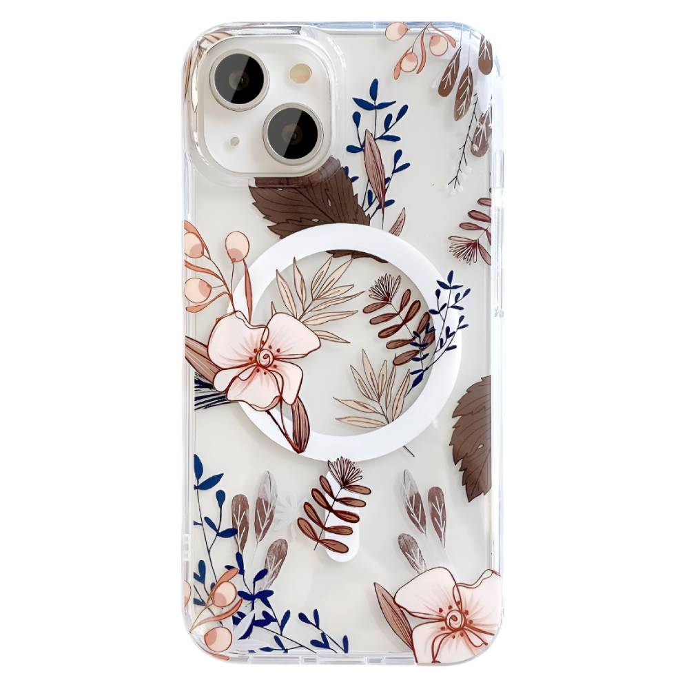 Soka Flower MagSafe Case (Suits iPhone 15) - Brown Flower
