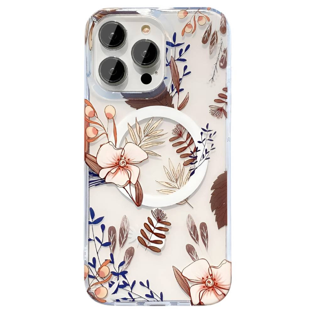 Soka Flower MagSafe Case (Suits iPhone 15 Pro) - Brown Flower
