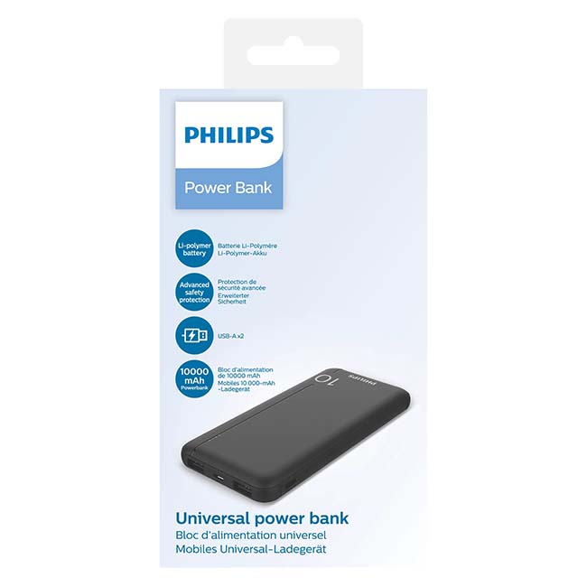 Philips 10000mAh 5V 2 1A Universal Power Bank Black Online Pop