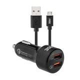 3sixT Car Charger 5.4A + USB-A To Micro USB Cable 1m - Black