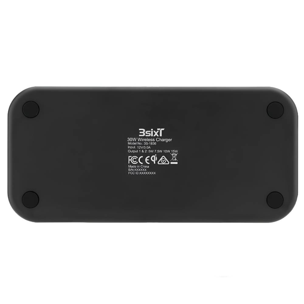 3sixT Karma 15W Dual Wireless Charger with Adapter - Black