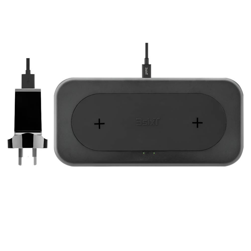 3sixT Karma 15W Dual Wireless Charger with Adapter - Black