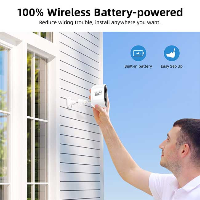 AOSU 3MP/2K Outdoor Battery-Powered Wireless Smart Camera (C6L) - White