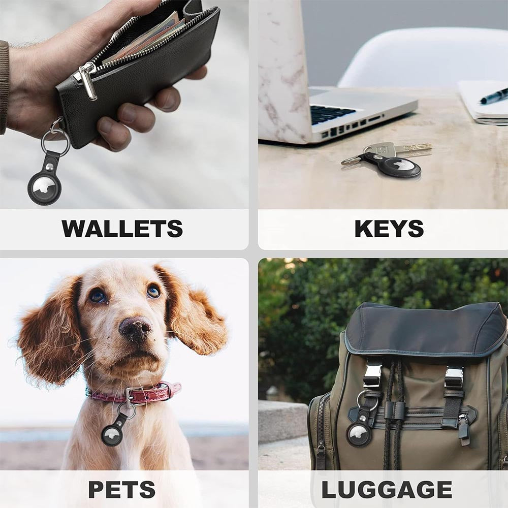 Soka Airtag Leather Case - Black