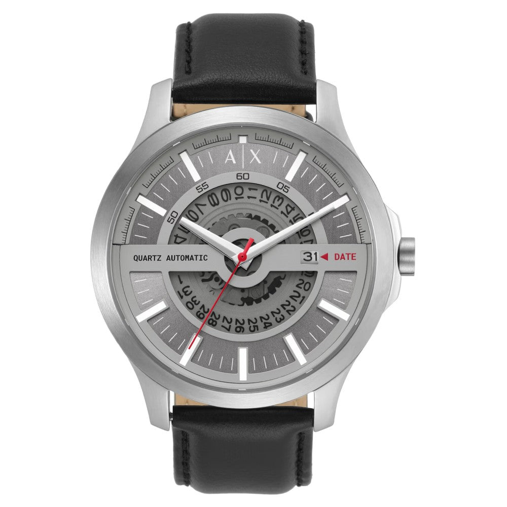 Armani Exchange Automatic Three-Hand Date Black Leather Men’s Watch (AX2445)