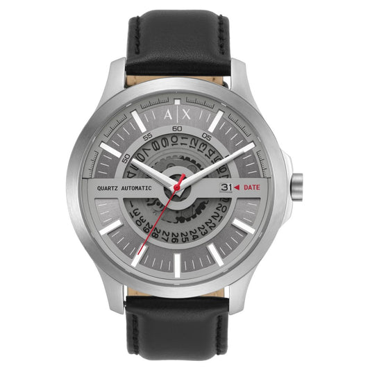 Armani Exchange Automatic Three-Hand Date Black Leather Men’s Watch (AX2445)
