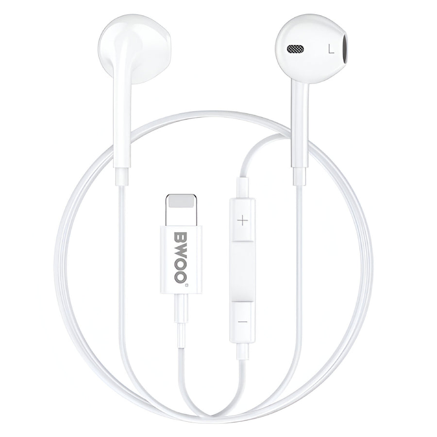 BWOO Lightning Hi-Fi Audio Stereo Wired Earphones (1.2M)(BO-HF179) - White