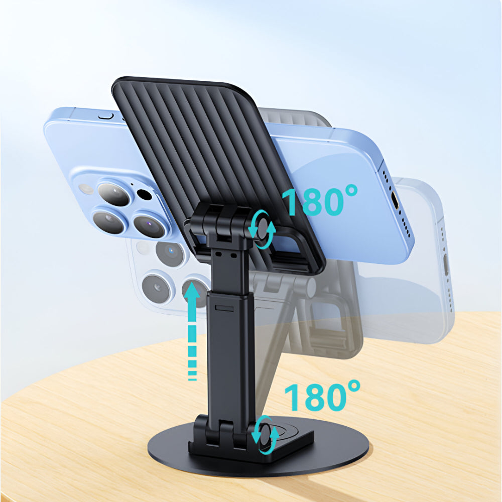 BWOO Foldable Desktop Phone Holder 360 Rotatable Desktop - Black [BO-ZJ132]