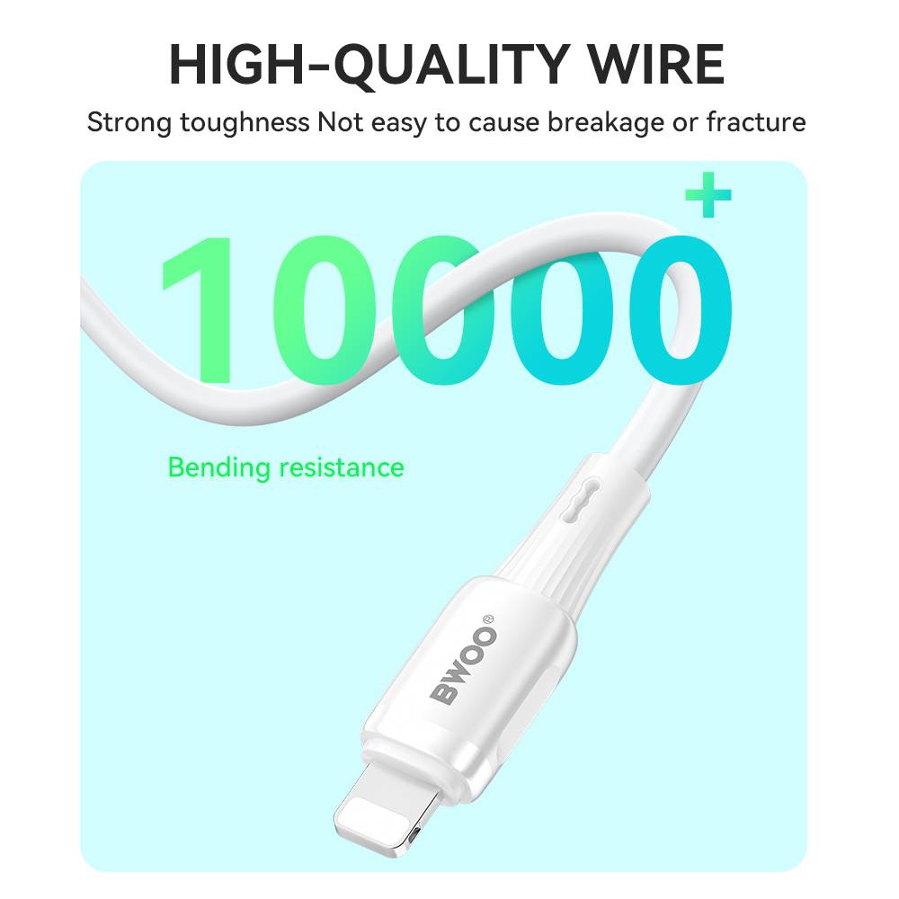 BWOO USB-C to lightning Soft Silicone Fast Charging Data Cable 27W PD (1M)(BO-X329CL) - White