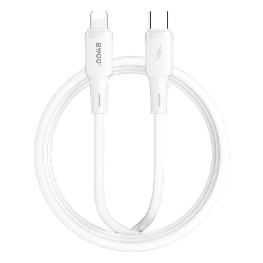 BWOO USB-C to lightning Soft Silicone Fast Charging Data Cable 27W PD (1M)(BO-X329CL) - White