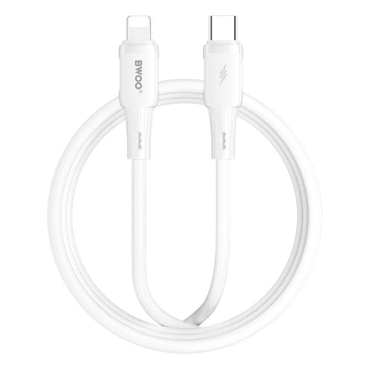 BWOO USB-C to lightning Soft Silicone Fast Charging Data Cable 27W PD (1M)(BO-X329CL) - White