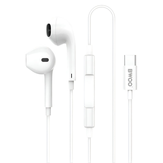 BWOO USB-C Hi-Fi Audio Stereo Wired Earphones (1.2M)(BO-HF175) - White