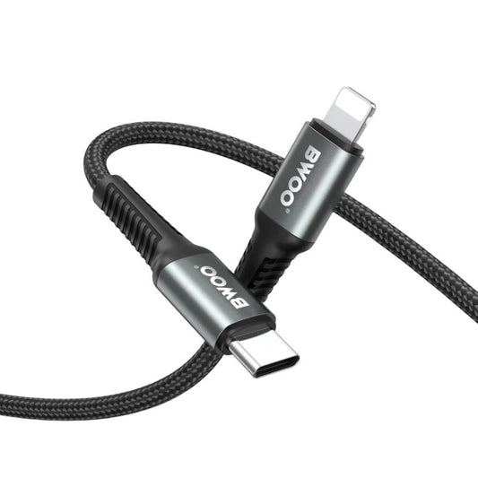 BWOO USB-C to Lightning Braided Fast Charging Cable PD 27W (3M) - Black [BO-X288C-L-3M]