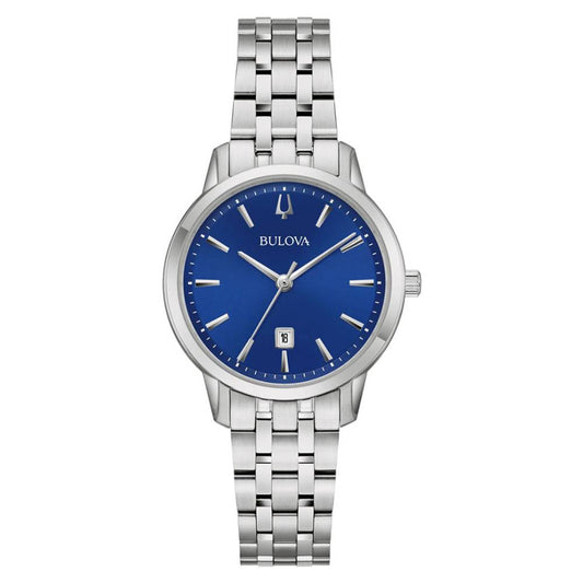 Bulova Blue Dial Classic Stainless Steel Women’s Watch (96M166)