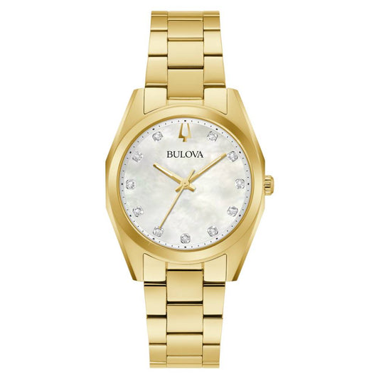 Bulova Diamond Gold Tone Mother-of-Pearl Stainless Steel Women's Watch (97P172)