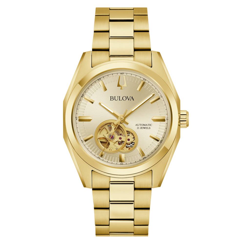 Bulova Champagne Dial Stainless Steel Surveyor Men's Watch (97A182)