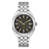 Bulova Black Dial Classic Jet Star Stainless Steel Men’s Watch (96B415)