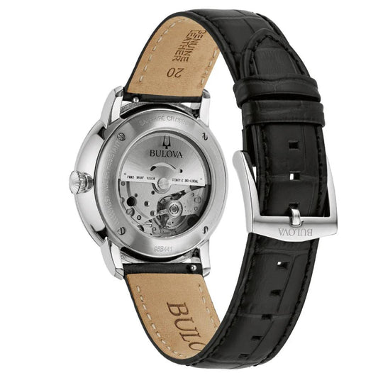 Bulova Hudson Automatic Black Dial Leather Strap Men's Watch (96B441)