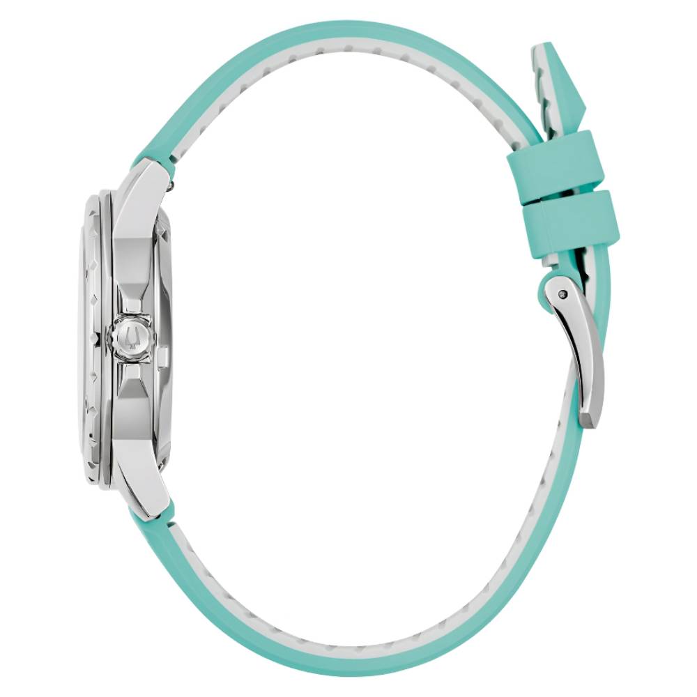 Bulova Marine Star Automatic Blue Silicone Mother of Pearl Dial Women's Watch (96L325)