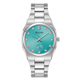 Bulova Turqouise Dial Classic Surveyor Diamond Women's Watch (96P243)