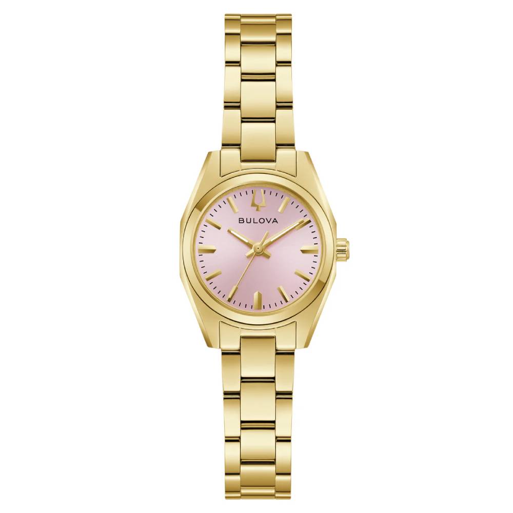 Bulova Classic Surveyor Mini Pink Dial Stainless Steel Women’s Watch (97L187)