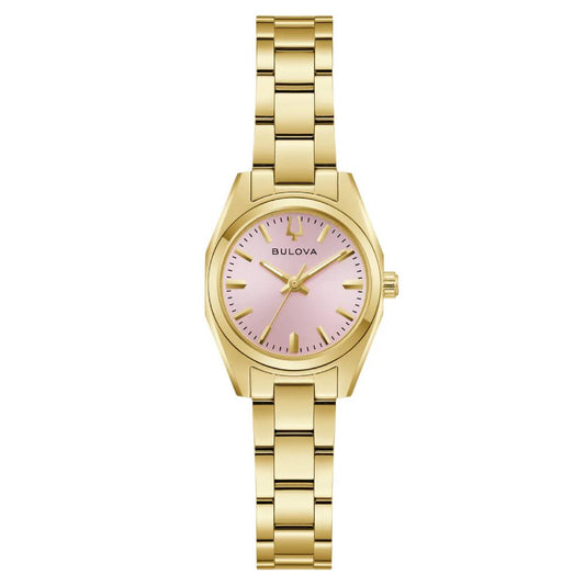 Bulova Classic Surveyor Mini Pink Dial Stainless Steel Women’s Watch (97L187)