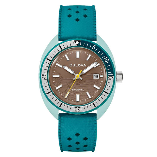 Bulova Snorkel Sea Turtle Brown Dial Rubber Strap Men's Watch (98B446)