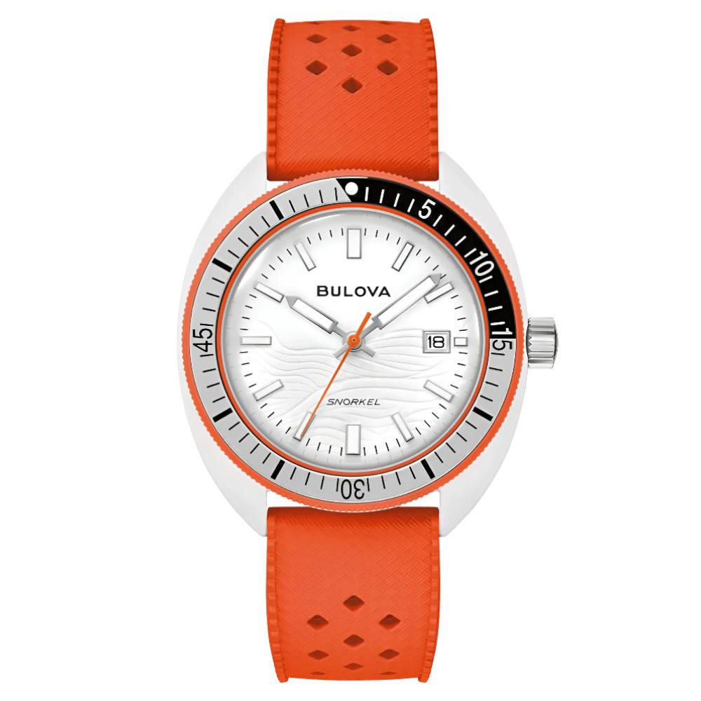 Bulova Snorkel Clownfish White Dial Rubber Strap Men's Watch (98B448)