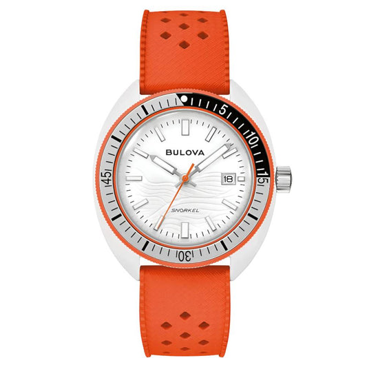 Bulova Snorkel Clownfish White Dial Rubber Strap Men's Watch (98B448)