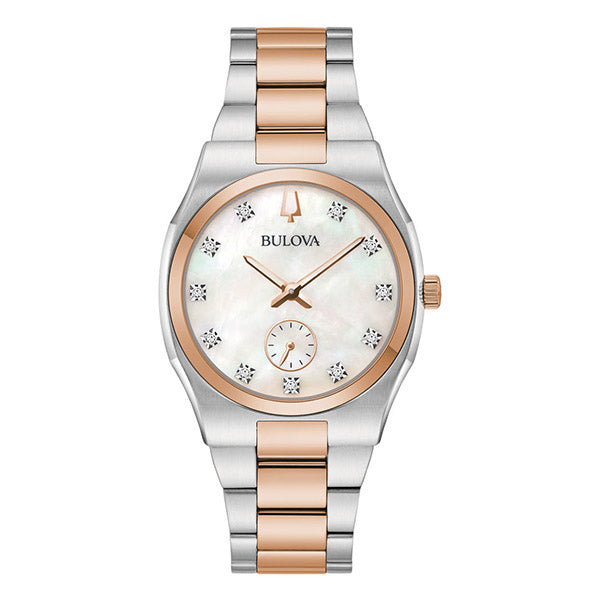 Bulova Mother of Pearl Two-Tone Classic Surveyor Diamond Women's Watch (98P221)