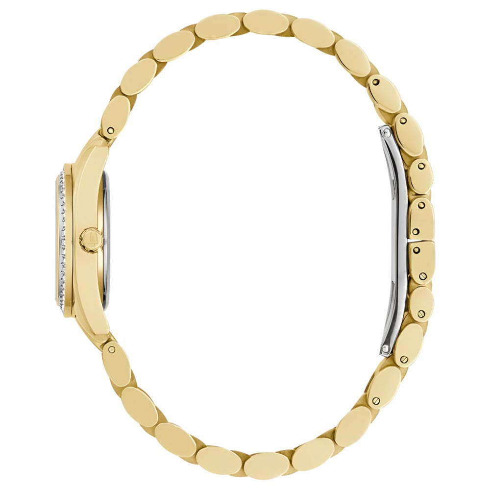 Bulova Crystal Stainless Steel Mother of Pearl Dial Women's Watch & Bracelet (98X137)