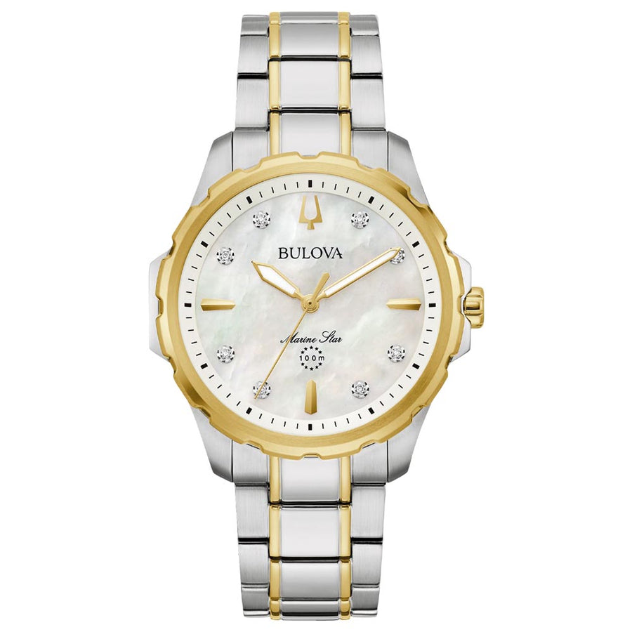 Bulova Marine Star Diamond Two Tone Women's Watch (98P227)