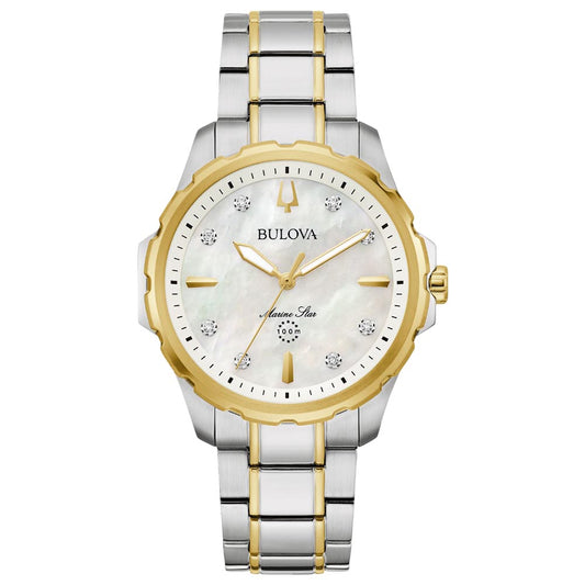 Bulova Marine Star Diamond Two Tone Women's Watch (98P227)