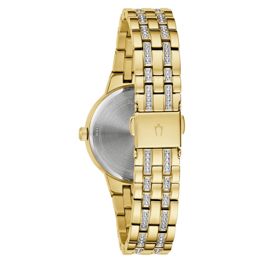 Bulova Ladies Gold Tone Stainless Steel Champagne Dial Watch [97L176]