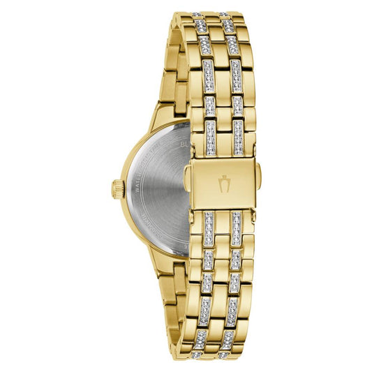 Bulova Ladies Gold Tone Stainless Steel Champagne Dial Watch [97L176]